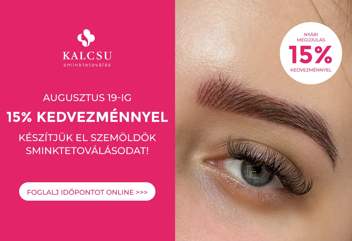 Szemöldök sminktetoválás 15% kedvezménnyel augusztus 19-ig